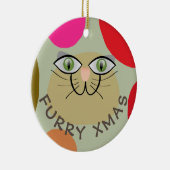 猫の願い、毛皮のクリスマス、メリークリスマス猫の愛 セラミックオーナメント (右)