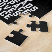 猫の風景詩ブラック・ジグソーネコの輪郭 ジグソーパズル (側面)