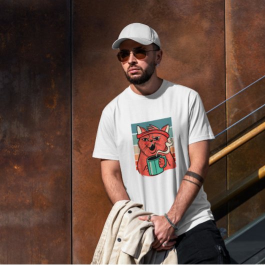 猫の飲みコーヒー Tシャツ