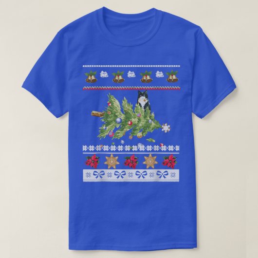 猫の飼い主さん、クリスマスの冬が幸せなこと Tシャツ (デザイン正面)