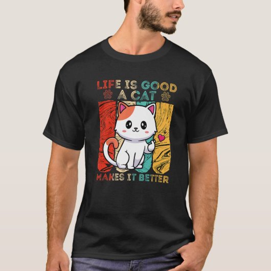 猫の飼い主にとって命は良いV Tシャツ (正面)