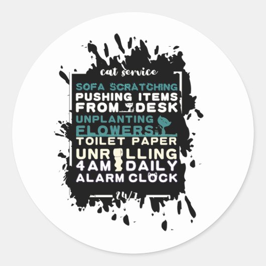 猫の飼い主のための引用文猫サービスおもしろい ラウンドシール (正面)