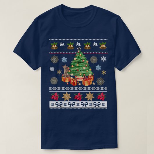 猫の飼い主ハッピークリスマスホリデーズ醜い冬D Tシャツ (デザイン正面)