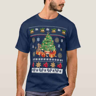 猫の飼い主ハッピークリスマスホリデーズ醜い冬D Tシャツ