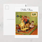 猫の騎兵隊からのご挨拶 Horse Escapade Hello There ポストカード (正面/裏面)