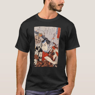 猫の髑髏模様、猫から成っている国芳のスカルパターン浮世絵 Tシャツ