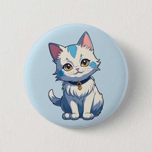 猫の魅力が詰まった白猫 缶バッジ (正面)