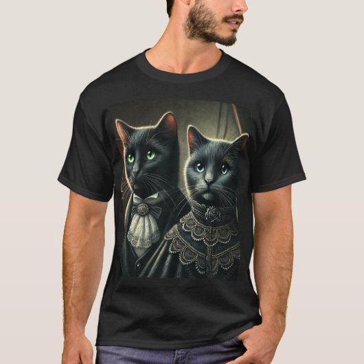 「猫の魅力発信神秘の守護者」 Tシャツ (正面)