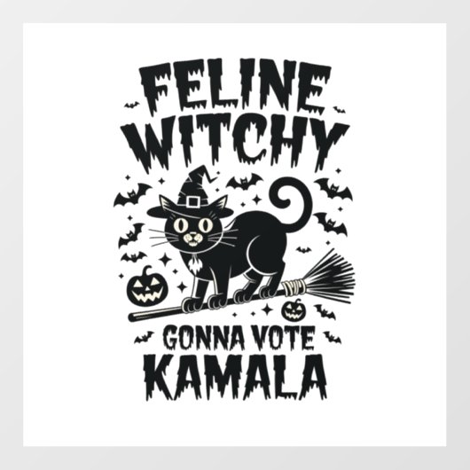 猫の魔女がカマラハロウィーンに投票 ウィンドウサイン (シート)