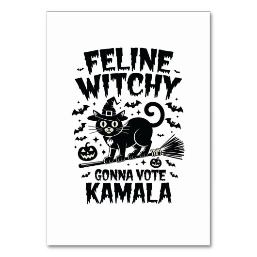 猫の魔女がカマラハロウィーンに投票 テーブルナンバー (正面)