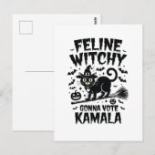 猫の魔女がカマラハロウィーンに投票 ポストカード (正面/裏面)