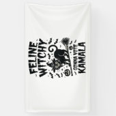 猫の魔女がカマラハロウィーンに投票 横断幕 (縦)