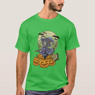猫の魔女ハロウィーンfor猫好き tシャツ