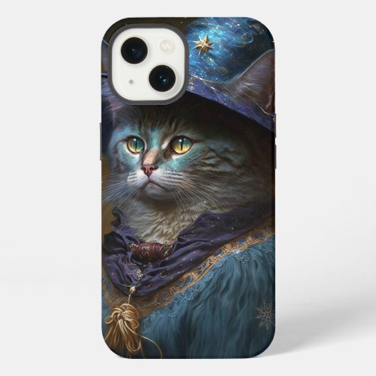 猫の魔女 ファンタジーアート iPhoneケース (裏面)