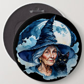 猫の魔女 – Wicca Halloween 1 缶バッジ (正面&裏面)