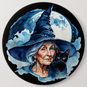 猫の魔女 – Wicca Halloween 1 缶バッジ (正面)