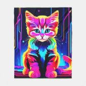 猫の鮮やかアートワーク フリースブランケット (正面)