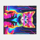 猫の鮮やかアートワーク フリースブランケット (正面(横))