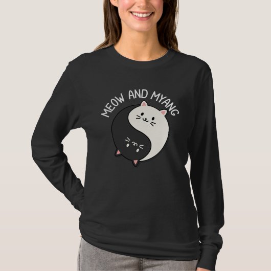 猫の鳴き声とミャンマーの中国の陰陽猫 Tシャツ (正面)
