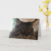 猫の鳴き声のメインのあらいぐまのメッセージカード カード (黄色い花)