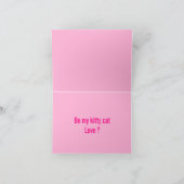 猫の鳴き声の子猫猫のピンクのバレンタインのカード シーズンカード (内部)