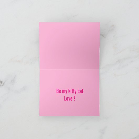 猫の鳴き声の子猫猫のピンクのバレンタインのカード シーズンカード (内部)
