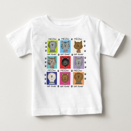 猫の鳴き声の猫好きのTシャツおよびギフト ベビーTシャツ (正面)