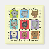 猫の鳴き声の猫好きのTシャツおよびギフト マグネット (正面)