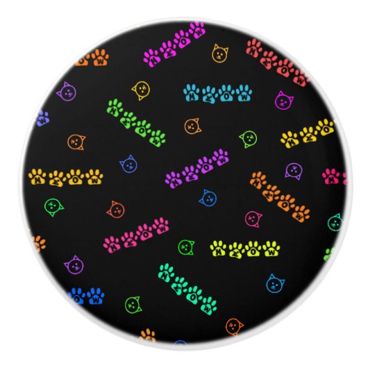 猫の鳴き声の足のプリント セラミックノブ (正面)