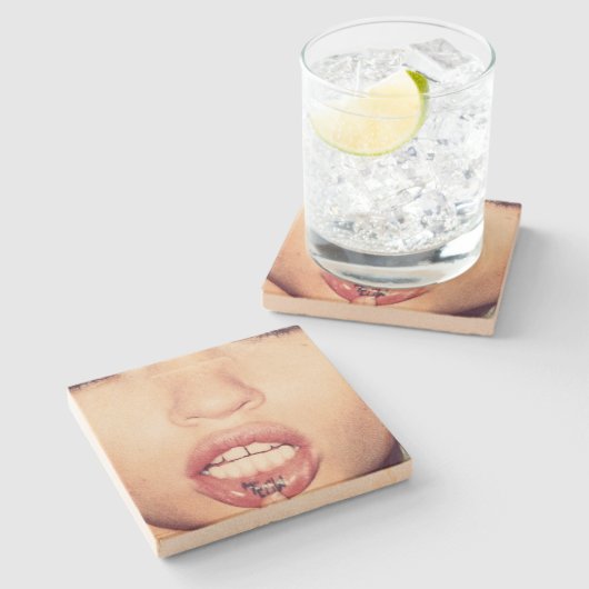 "猫の鳴き声"の砂岩 ストーンコースター (横)