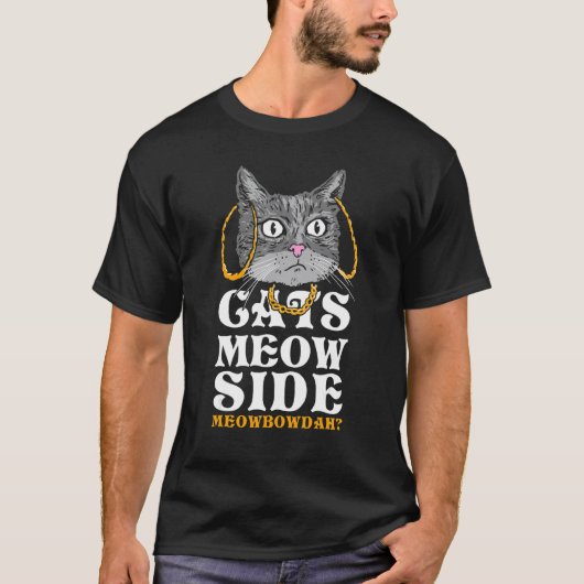 猫の鳴き声 サイド ミャオボーダ Tシャツ (正面)