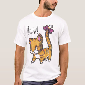 猫の鳴き声! 子供へ子猫のワイシャツ! Tシャツ