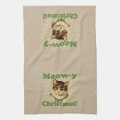 猫の鳴き声yのクリスマス、かわいい休日猫動物 キッチンタオル (縦)