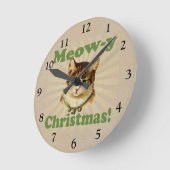 猫の鳴き声yのクリスマス、かわいい休日猫動物 ラウンド壁時計 (傾斜)