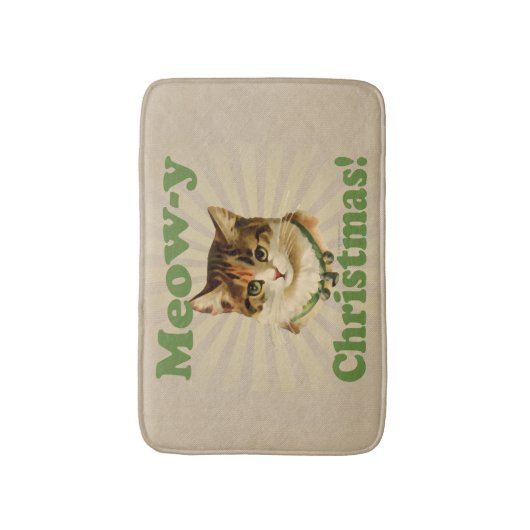 猫の鳴き声yのクリスマス、かわいくおもしろいな休日猫動物 バスマット (正面縦)
