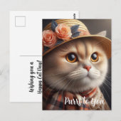 猫の麦わら帽子 猫好きのためのポストカード ポストカード (正面/裏面)