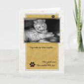 猫の黄色と黒のペットの悔やみや弔慰の喪失 カード (正面)