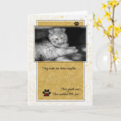 猫の黄色と黒のペットの悔やみや弔慰の喪失 カード (黄色い花)