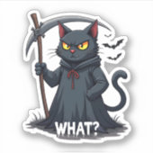 猫の黒猫ハロウィン怖怒猫F シール (正面)