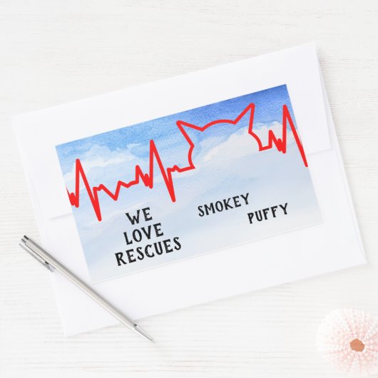 猫の鼓動、我々は救助、水色の空が大好き、 長方形シール (封筒)