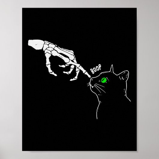 猫の鼻の上のスケルトンのハンドブープハロウィーン ポスター (正面)
