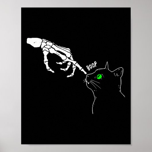 猫の鼻の上のスケルトンのハンドブープハロウィーン ポスター (正面)