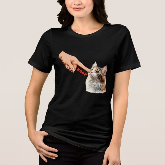 猫の鼻をブープする面白いデザイン トライブレンドTシャツ (正面)