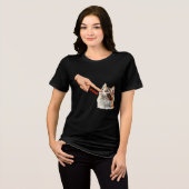 猫の鼻をブープする面白いデザイン トライブレンドTシャツ (正面全面)