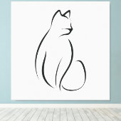 猫の1行のデザイン キャンバスプリント (インサイチュ (ウッドフロア))