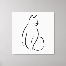 猫の1行のデザイン キャンバスプリント