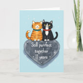 猫の11周年結婚記念日 カード (正面)