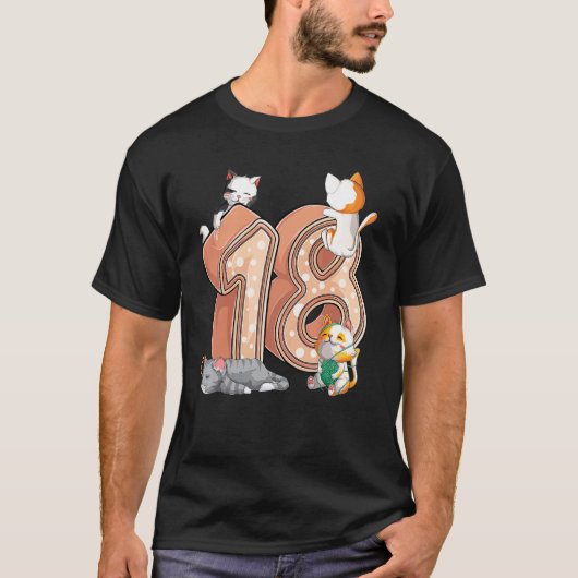 猫の18歳の誕生日パーティー 18歳の猫用キット Tシャツ (正面)