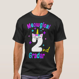 猫の2年生 バックトゥスクール かわいいユニコーン 男の子 Tシャツ