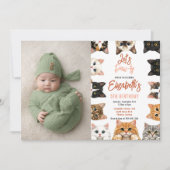 猫の5歳の誕生日を祝おう Let's Pawty Cat 5th Birthday | 写真入り誕生 招待状 (正面)